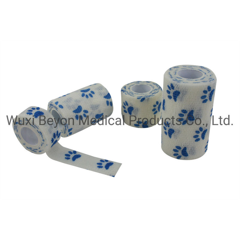Sports OEM Cohesive Bandage Paw Prints Cohesive Elastic Animal Healthcare Flexible