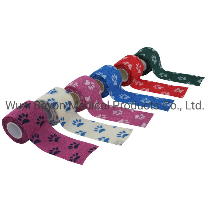 Sports OEM Cohesive Bandage Paw Prints Cohesive Elastic Animal Healthcare Flexible